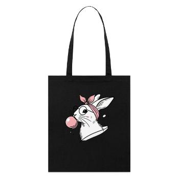 Ostern Hase Mit Kaugummiblase Im Retro Vintage - Stanley/Stella Bio-Stoffbeutel - Schwarz - Vorne