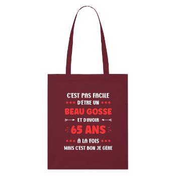 65 ANS - Tote bag bio Stanley/Stella - bordeaux - Devant