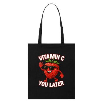 Fraise Vitamine C Fruit Drôle - Tote bag bio Stanley/Stella - noir - Devant