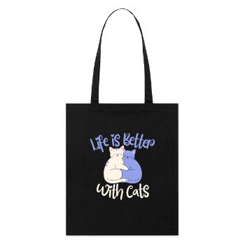 Funny Cat Holder Design Cats - Stanley/Stella Organic Tote Bag - black - Front