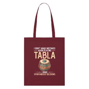 I don't make mistakes playing tabla, - Stanley/Stella Organic Tote Bag - burgundy - Front