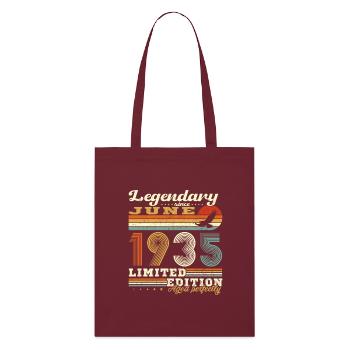 June 1935 Vintage Birthday Gift Retro - Stanley/Stella Organic Tote Bag - burgundy - Front