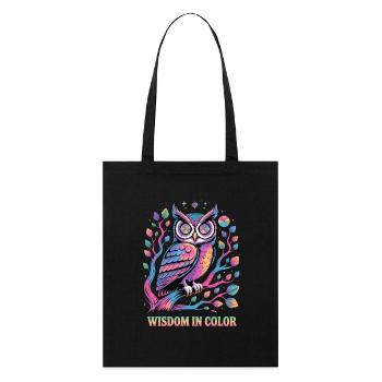 Vibrant Owl Wisdom in Color Design - Stanley/Stella Organic Tote Bag - black - Front
