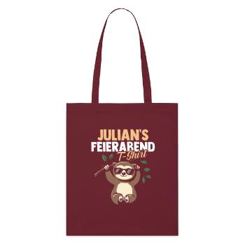 Sloth Julian - Stanley/Stella Organic Tote Bag - burgundy - Front