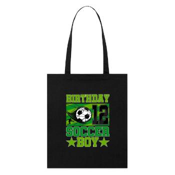 12th birthday Boy Soccer 12 Years Old Gifts - Stanley/Stella Bio-Stoffbeutel - Schwarz - Vorne