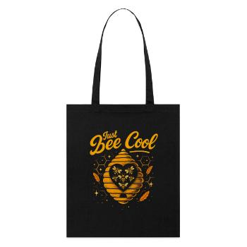 Just Bee Cool - Bienenstock Herz - Stanley/Stella Bio-Stoffbeutel - Schwarz - Vorne