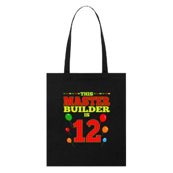 Master Builder 12 Years Old Block Building 12th - Stanley/Stella Bio-Stoffbeutel - Schwarz - Vorne