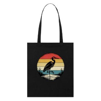 Retro Heron - Stanley/Stella Organic Tote Bag - black - Front