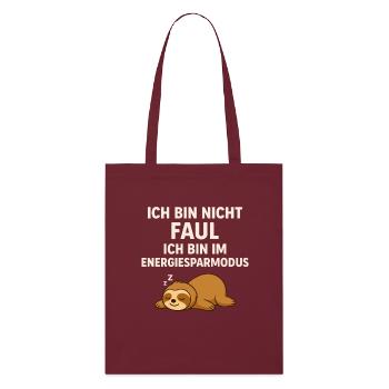 Not lazy – in power saving mode – sloth - Stanley/Stella Organic Tote Bag - burgundy - Front