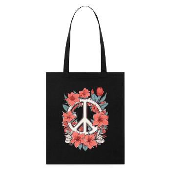 Peace sign with flowers - Stanley/Stella Organic Tote Bag - black - Front