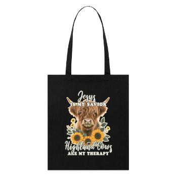 Highland Cattle Vers Chrétiens - Tote bag bio Stanley/Stella - noir - Devant