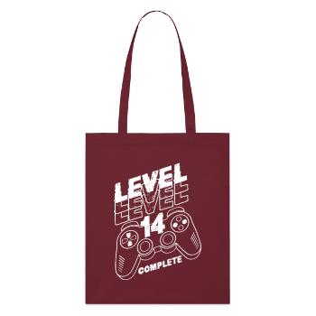 Level 14 Vollendet – Controller Sieg Geburtstag - Stanley/Stella Bio-Stoffbeutel - Burgunderrot - Vorne