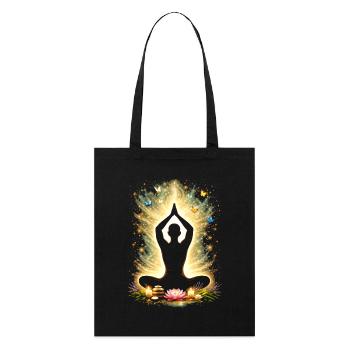 Yoga Achtsamkeit Energie Silhouette Design - Stanley/Stella Bio-Stoffbeutel - Schwarz - Vorne