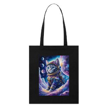 chat astronaute - Tote bag bio Stanley/Stella - noir - Devant