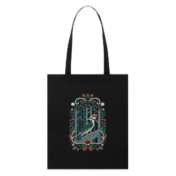 Cottagecore Woodpecker in the Magical Forest - Stanley/Stella Organic Tote Bag - black - Front