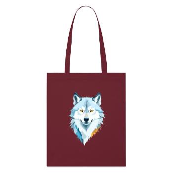 Wolf Vektor Kunst mit lebendigen Farben Illustration - Stanley/Stella Bio-Stoffbeutel - Burgunderrot - Vorne