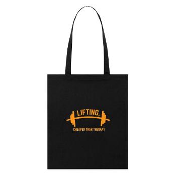 LIFTING CHEAPER THAN THERAPY GESCHENK - Stanley/Stella Bio-Stoffbeutel - Schwarz - Vorne