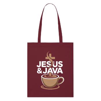 Inspiration und Kaffee mit Jesus & Java - Stanley/Stella Bio-Stoffbeutel - Burgunderrot - Vorne