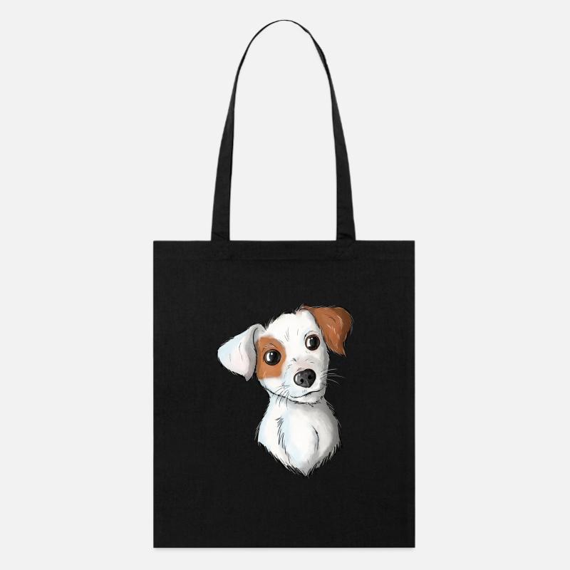 Jack Russell Pattern 7 - Stanley/Stella Bio-Stoffbeutel - Schwarz