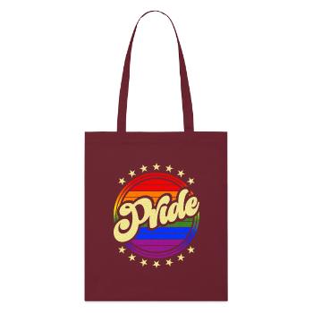 Pride Design Vintage LGBT arc-en-ciel cercle et étoiles - Tote bag bio Stanley/Stella - bordeaux - Devant