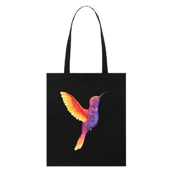 Vibrant Watercolor Hummingbird - Stanley/Stella Organic Tote Bag - black - Front