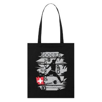 Fußball Schweiz Spieler Team Turnier Collage icon - Stanley/Stella Bio-Stoffbeutel - Schwarz - Vorne