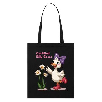 Certifié Silly Goose Funny Cartoon Goose T-Shirt - Tote bag bio Stanley/Stella - noir - Devant