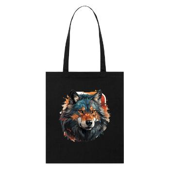 Wolf - Illustration - Stanley/Stella Bio-Stoffbeutel - Schwarz - Vorne