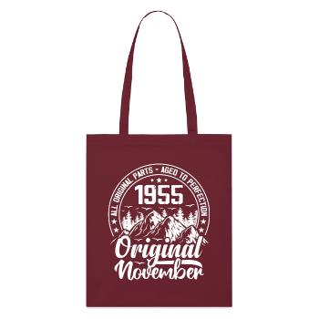 November 1955 Original 69 Jahre altes Geburtstagsgeschenk - Stanley/Stella Bio-Stoffbeutel - Burgunderrot - Vorne