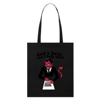 God's busy. Can i help? - Tote bag bio Stanley/Stella - noir - Devant