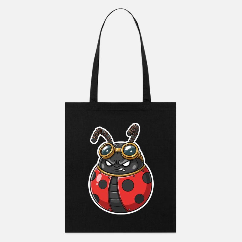 Steampunk Ladybug Red and Chrome Armor - Stanley/Stella Organic Tote Bag - black