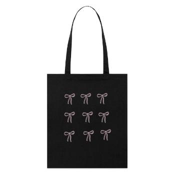 Nœud rose design - coquette - Tote bag bio Stanley/Stella - noir - Devant