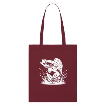 Sporty zander jumps out of the water Splash - Stanley/Stella Organic Tote Bag - burgundy - Front