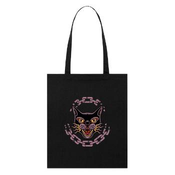 Wild Cat Tattoo Style - Stanley/Stella Organic Tote Bag - black - Front