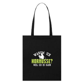 Warum ich Hornusse - Stanley/Stella Bio-Stoffbeutel - Schwarz - Vorne