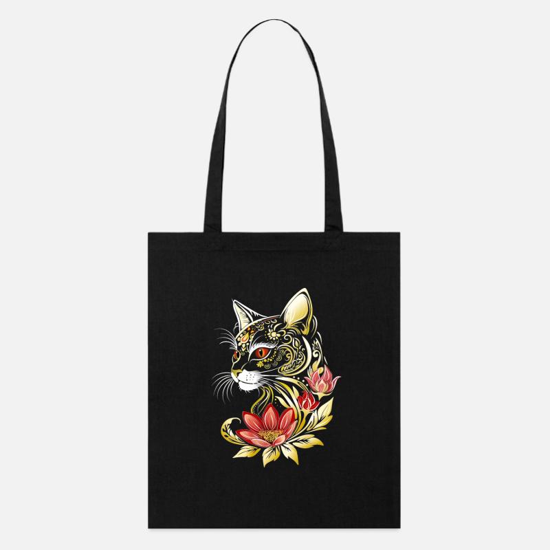 Chat Chat Chaton Fleurs Fleurs Chats Chat - Tote bag bio Stanley/Stella - noir