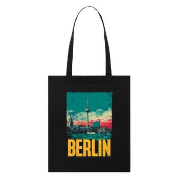 Berlin Skyline Vintage Print - Stanley/Stella Organic Tote Bag - black - Front