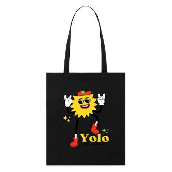 YOLO T-Shirt – Lebe den Moment! - Stanley/Stella Bio-Stoffbeutel - Schwarz - Vorne