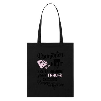 Fotografin: Diamanten? ich will Kamera & Objektive - Stanley/Stella Bio-Stoffbeutel - Schwarz - Vorne