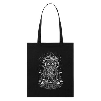 Hibou Imbolc avec Trisquelette et Perce-neige - Tote bag bio Stanley/Stella - noir - Devant