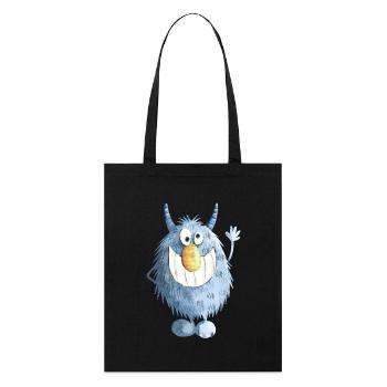 Blaues Grinse Monster - Stanley/Stella Bio-Stoffbeutel - Schwarz - Vorne