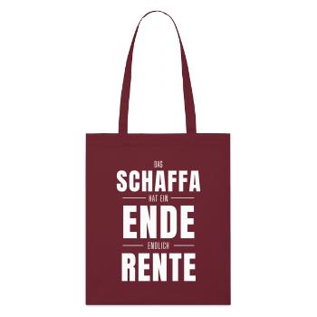The Schaffa has come to an end – Finally retirement - Stanley/Stella Organic Tote Bag - burgundy - Front