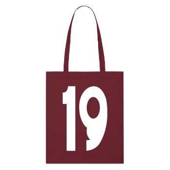 19 Nineteen Number 19 - Stanley/Stella Organic Tote Bag - burgundy - Front