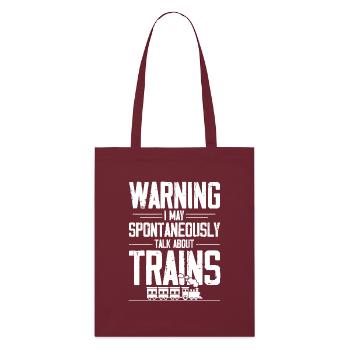 Train Lover Locomotive Model Railway - Stanley/Stella Organic Tote Bag - burgundy - Front