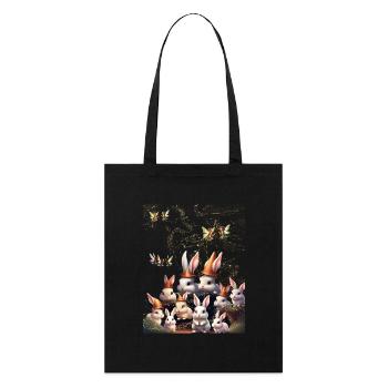 Bunnies and fairies - Stanley/Stella Organic Tote Bag - black - Front