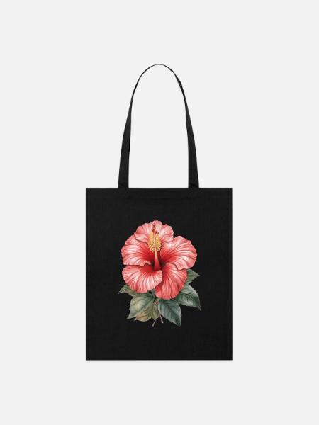 Hibiskus Blüte - Stanley/Stella Bio-Stoffbeutel - Schwarz