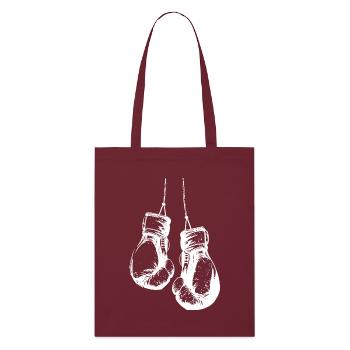 Hängende Boxhandschuhe in weiss - Stanley/Stella Bio-Stoffbeutel - Burgunderrot - Vorne