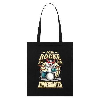 Kindergarten Kita Cat Drums Rock Music - Stanley/Stella Organic Tote Bag - black - Front
