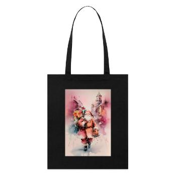 Santa aquarelle urbain et cadeaux - Tote bag bio Stanley/Stella - noir - Devant