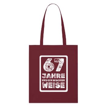 Age 67 - Stanley/Stella Organic Tote Bag - burgundy - Front